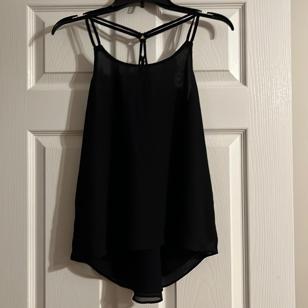 Black Sheer Racerback Crisscross Top